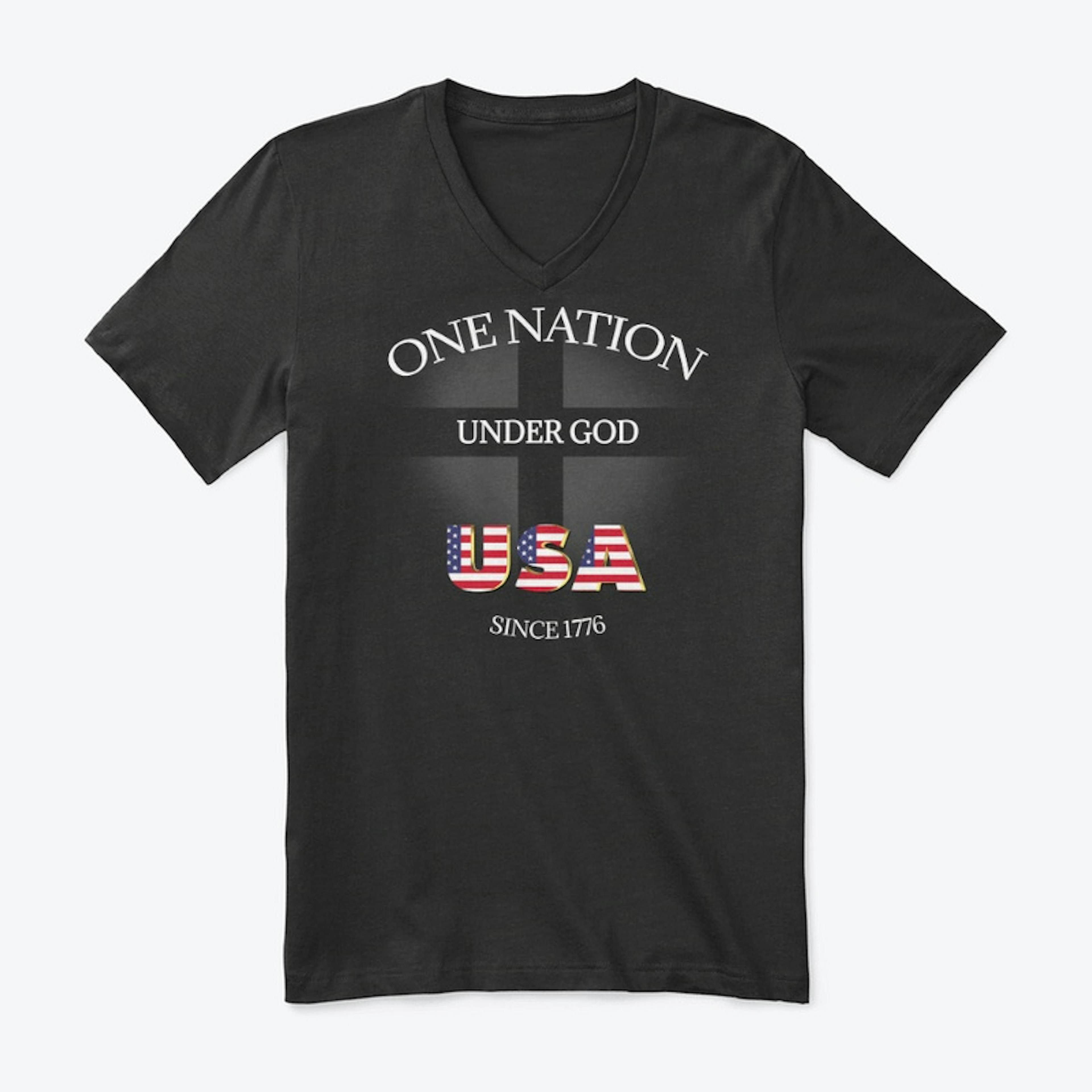 USA ONE NATION Premium V-Neck Tee