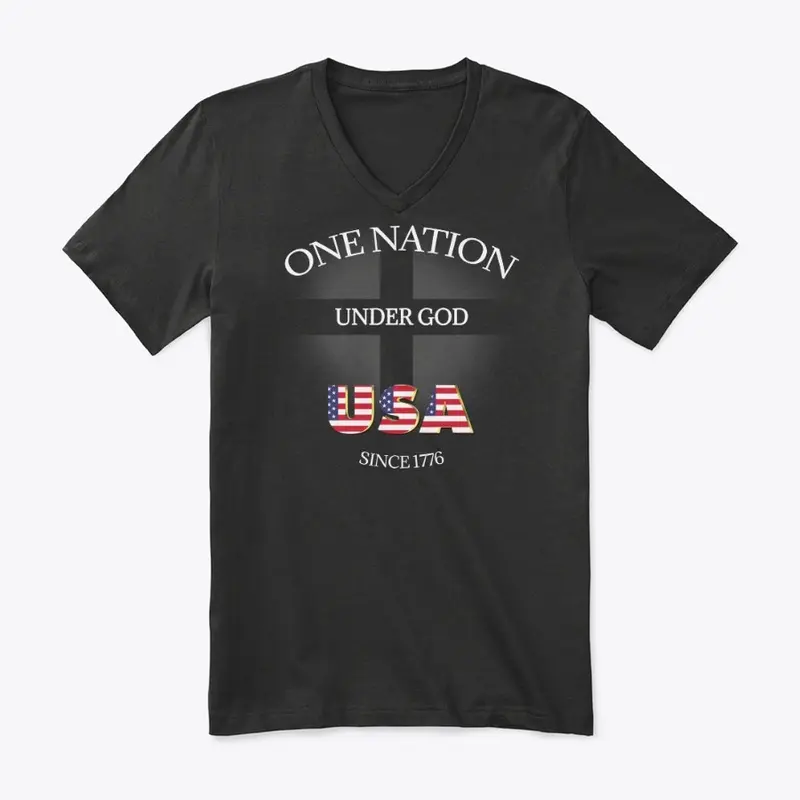 USA ONE NATION Premium V-Neck Tee